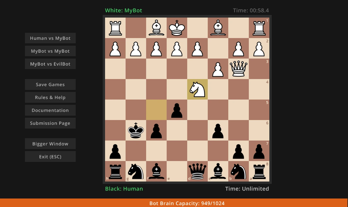 Screenshot of the chess bot.