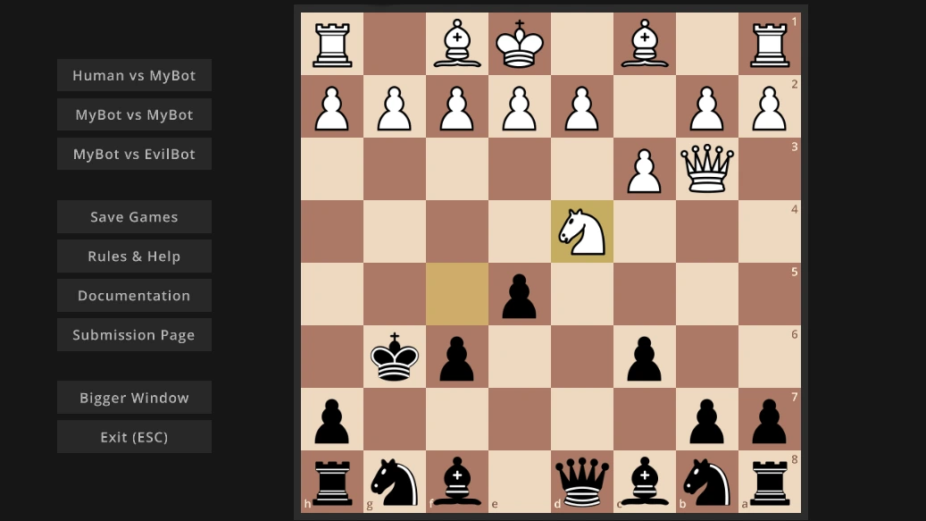 Screenshot of the chess bot.